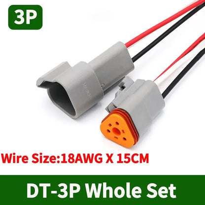 Deutsch DT Waterproof Connector with 15cm Wire DT06-2S DT04-2P 2/3/4/6/8/12 Pin 16-22AWG