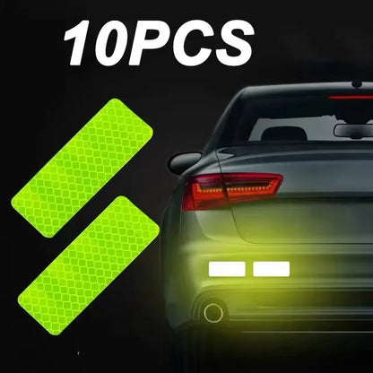 Car Bumper Reflective Safety Strip Stickers – Warning Reflector Tape Decals for Auto Exterior (10pcs/Set)