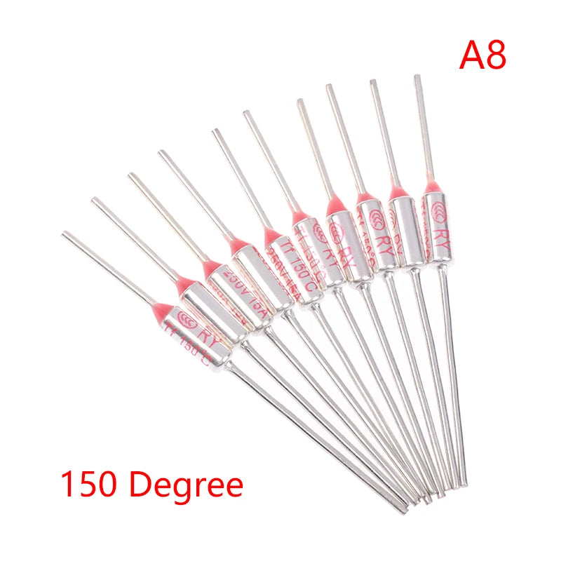 10Pcs RY Thermal Fuse 15A 250V Temperature Cutoff 121C–192C