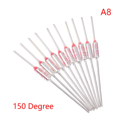 10Pcs RY Thermal Fuse 15A 250V Temperature Cutoff 121C–192C