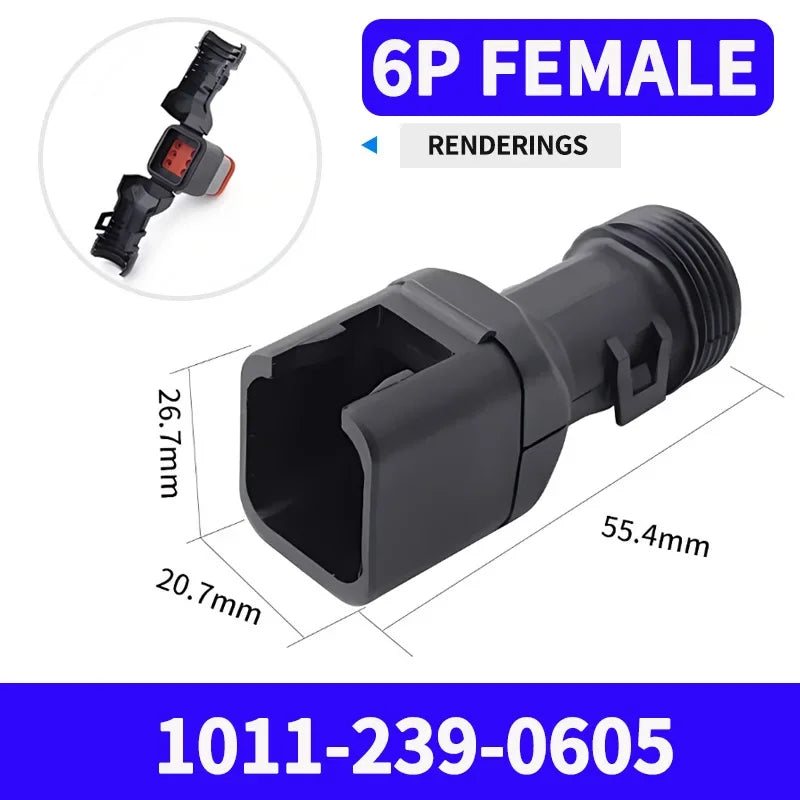 2-12P DT Connector Male Female Tail Clip Set 1011-235-0405 with Corrugated Pipe Harness Protective Sheath