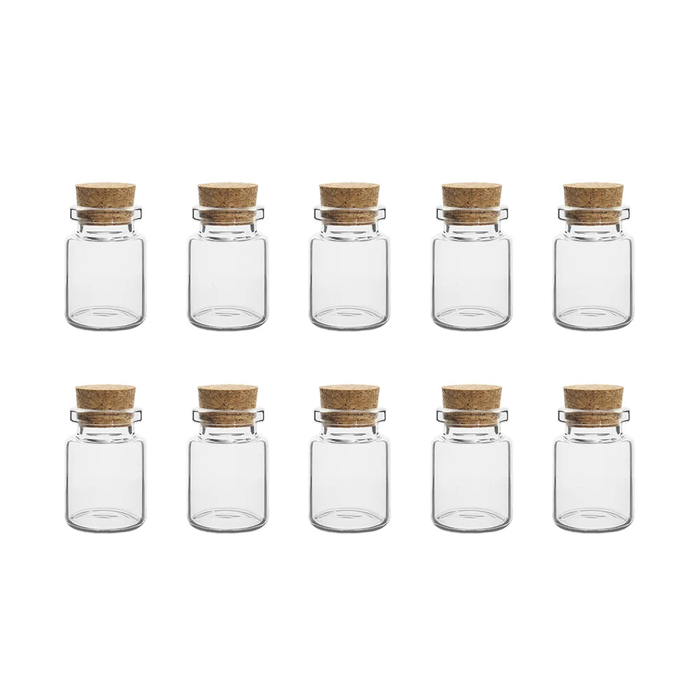 Mini Glass Bottles with Cork Stoppers — 5ml to 20ml Vials, 10pcs
