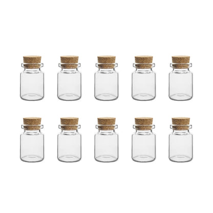 Mini Glass Bottles with Cork Stoppers — 5ml to 20ml Vials, 10pcs