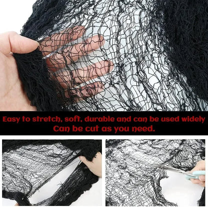 5/1PCS Halloween Black Gauze Horror Haunted Houses Decor Black Creepy Cloth Party Home Doorway Wall Gauze Terror Scene Props