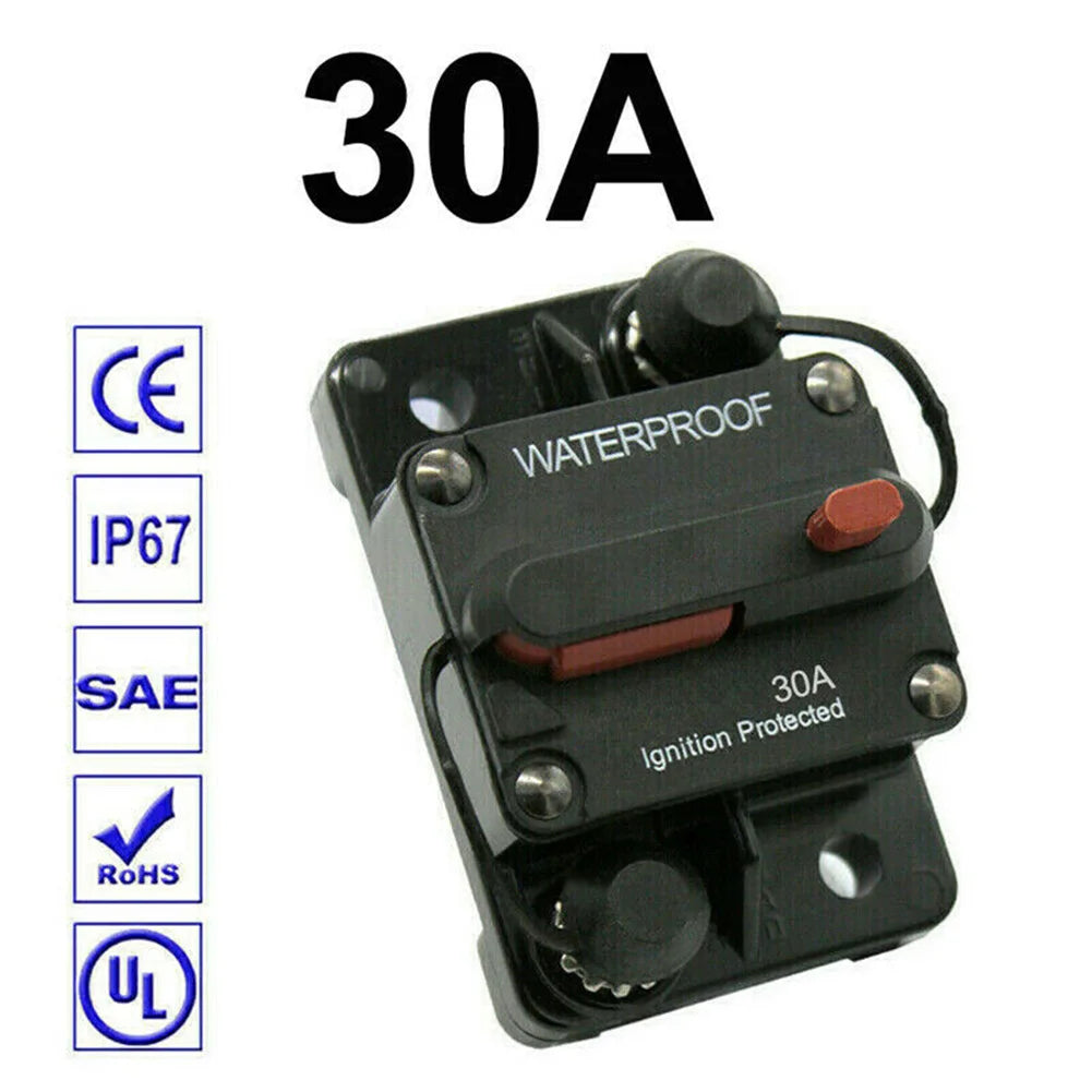 Color Black Manual Reset Fuse Sealed And Waterproof M6 Connection Studs Manual Reset Switch Protective Rubber Cap