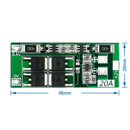 2S 7.4V/8.4V Li-ion Battery Protection Board – 20A Balanced BMS for 18650 Cells