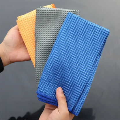 Car Wash Towel Glass Cleaning Water Drying Microfiber Window Clean Wipe Auto Detailing Waffle Weave for Kitchen Bath Home Office