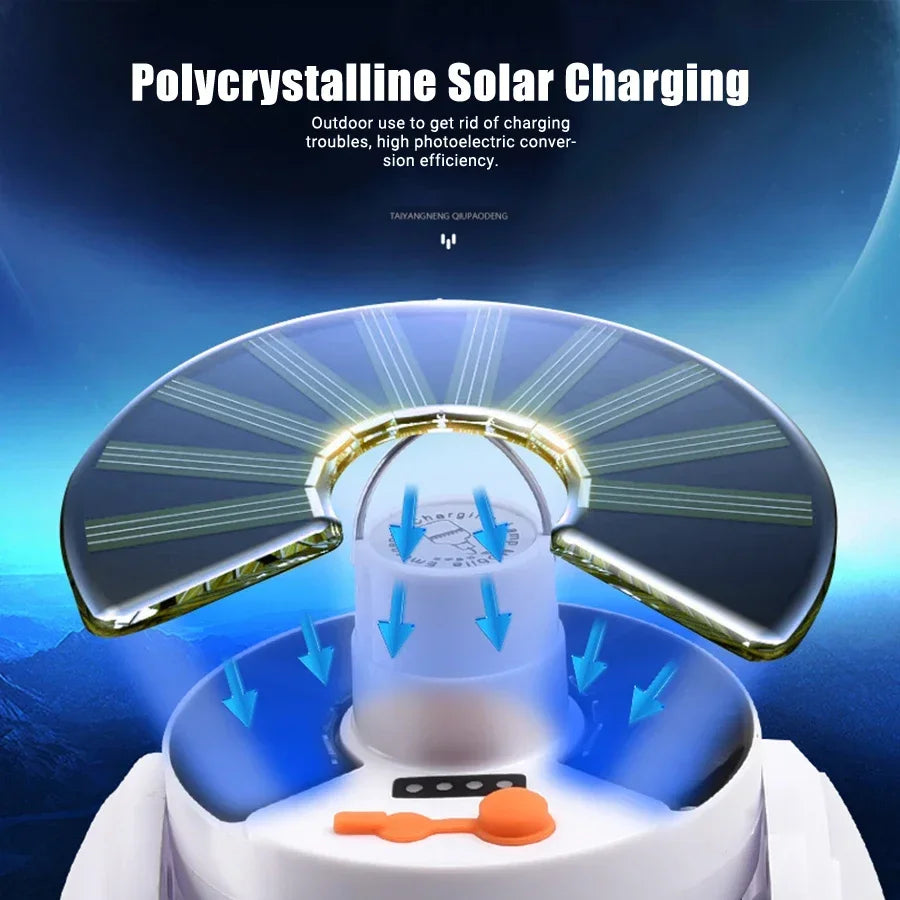 4-leaf Solar  LED Lantern Rechargeable Emergency Flashlight Portable Power Bank Foldable Tent Light for Outdoor Camping Fishing