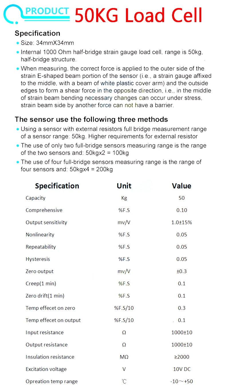 HX711 AD Module with 50Kg Body Load Cell Weighing Sensor and Measurement Tools