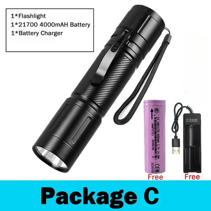 Outdoor LED Flashlight with Pen Clip Tactical Torch 6 Modes Torch Aluminum Alloys Waterproof Lantern Light for Home Camping Lamp