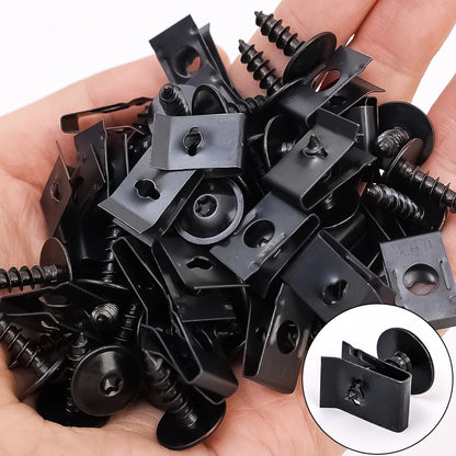 Auto Metal U-Shaped Spacers &amp; Self-Tapping Screws Kit — Car &amp; Motorcycle Body Panel Modification Accessories