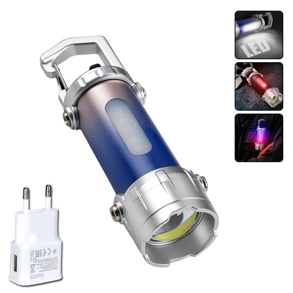 New COB Keychain Work Light Rechargeable LED Flashlight Portable Hiking Light with Hook Waterproof Keyring Camping Pocket Lamp