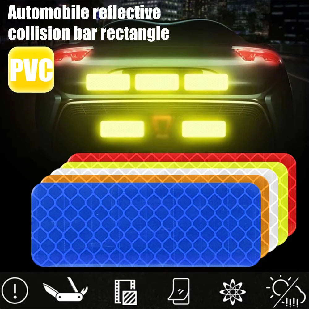 Car Bumper Reflective Sticker Strip – Auto Safety Warning Reflector Tape for Exterior & Interior (10pcs)