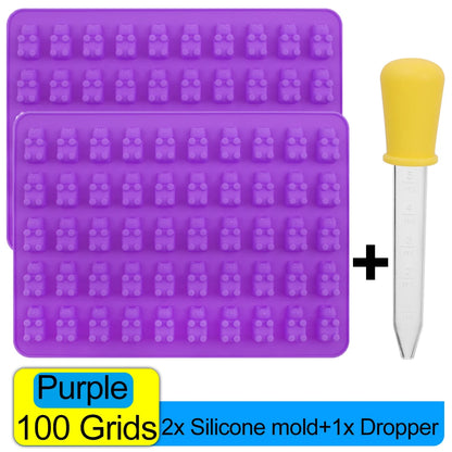 100/50x Candy Silicone Chocolate Mold Baking Supplies DIY Fudge Chocolate Candy Making Molds Gummy Bear Mold With Dropper Pastry