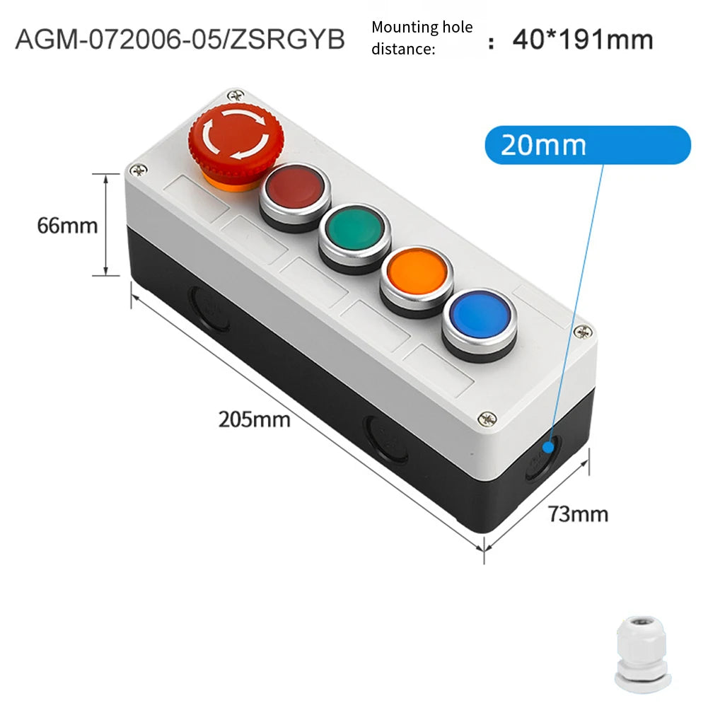 Waterproof Control Box 22mm Inching Switch For Electrical Applications High Current Push Switch Circuit Breaker