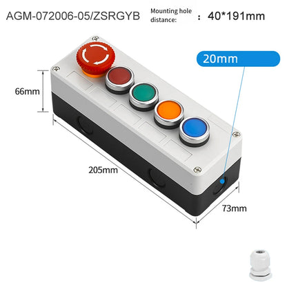 Waterproof Control Box 22mm Inching Switch For Electrical Applications High Current Push Switch Circuit Breaker