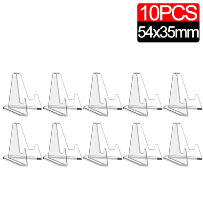 50-1Pcs Acrylic Display Stand Transparent Triangle Commemorative Coin Watch Card Holder Display Rack For Exhibitions Home Decor
