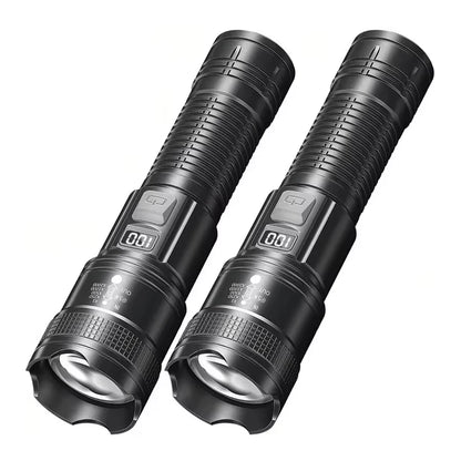 1/2Pack Super Bright Flashlight USB Rechargeable LED Long Range Tactical Torch Lamp Outdoor Waterproof Camping Fishing Lantern
