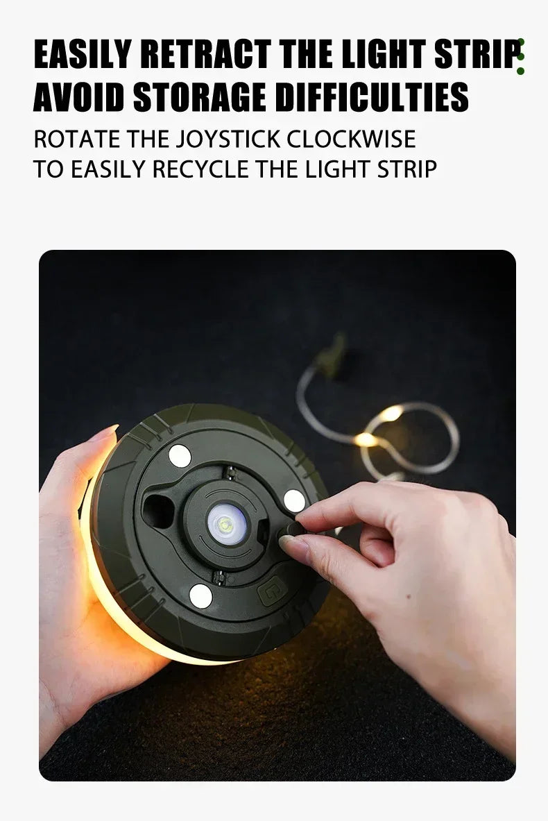 Camping String Lights Rechargeable LED Flashlight Hook lamp 4 in 1 Design 10m RGB Atmosphere Light Outdoor Waterproof Tent Light
