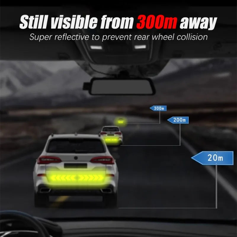 Car Reflective Arrow Sign Tape Stickers – Hazard Warning Safety Decals for Car Bumper & Trunk (10pcs/Set)