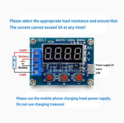 ZB2L3 Battery Capacity Tester with External Load for 1.2–12V 18650 Batteries