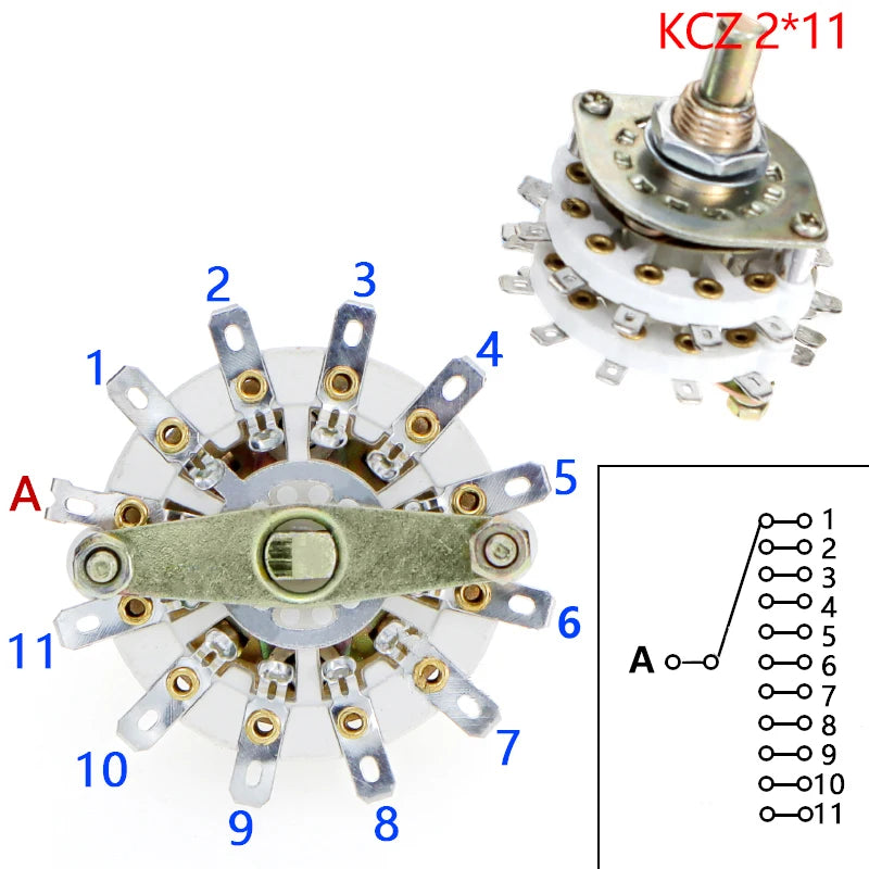 Channel Rotary Switch Selector 2/4 Pole 6-10 Position with Cap