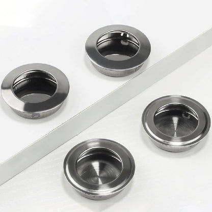 Stainless Steel Satin Circular Flush Sliding Door Handle Set Recessed Round Pull Handle for Pocket Doors Interior Use