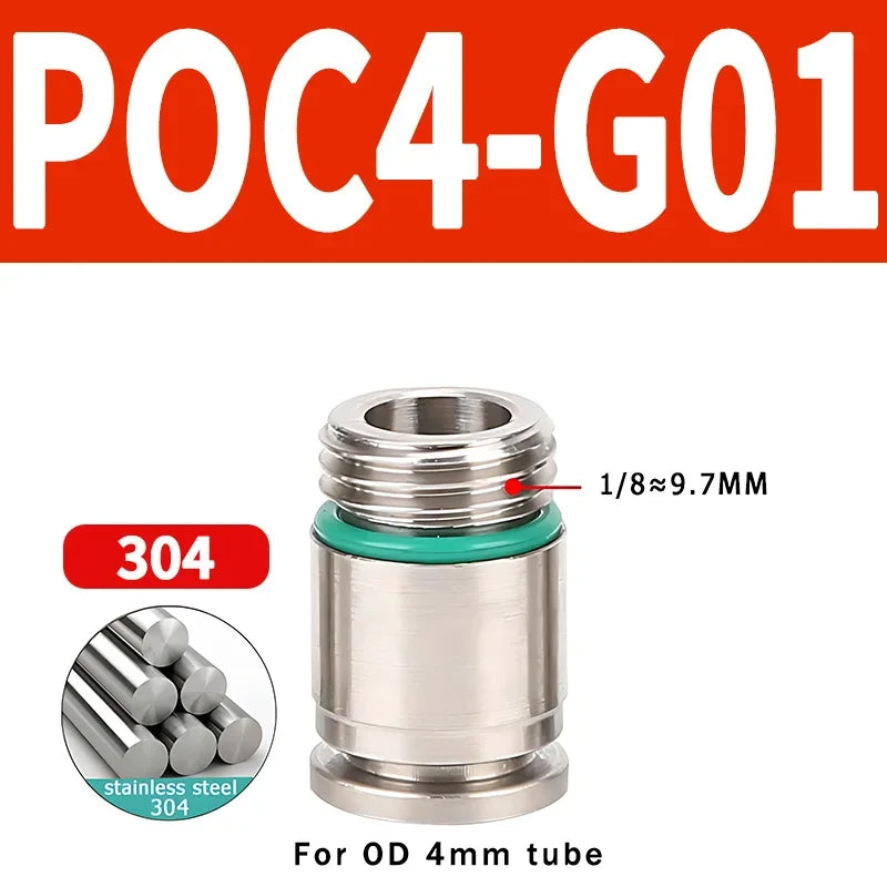 Stainless Steel 304 POC-G Internal Hexagonal Quick Insertion Pneumatic Fitting Gas Pipe Quick Insertion Joint
