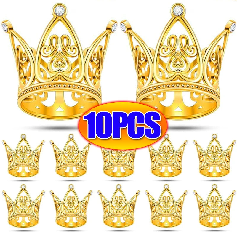 10/1Pcs Mini Crown Cake Decoration Princess Topper Pearl Tiara Children Hair Ornaments for Wedding Birthday Party Cake Decor