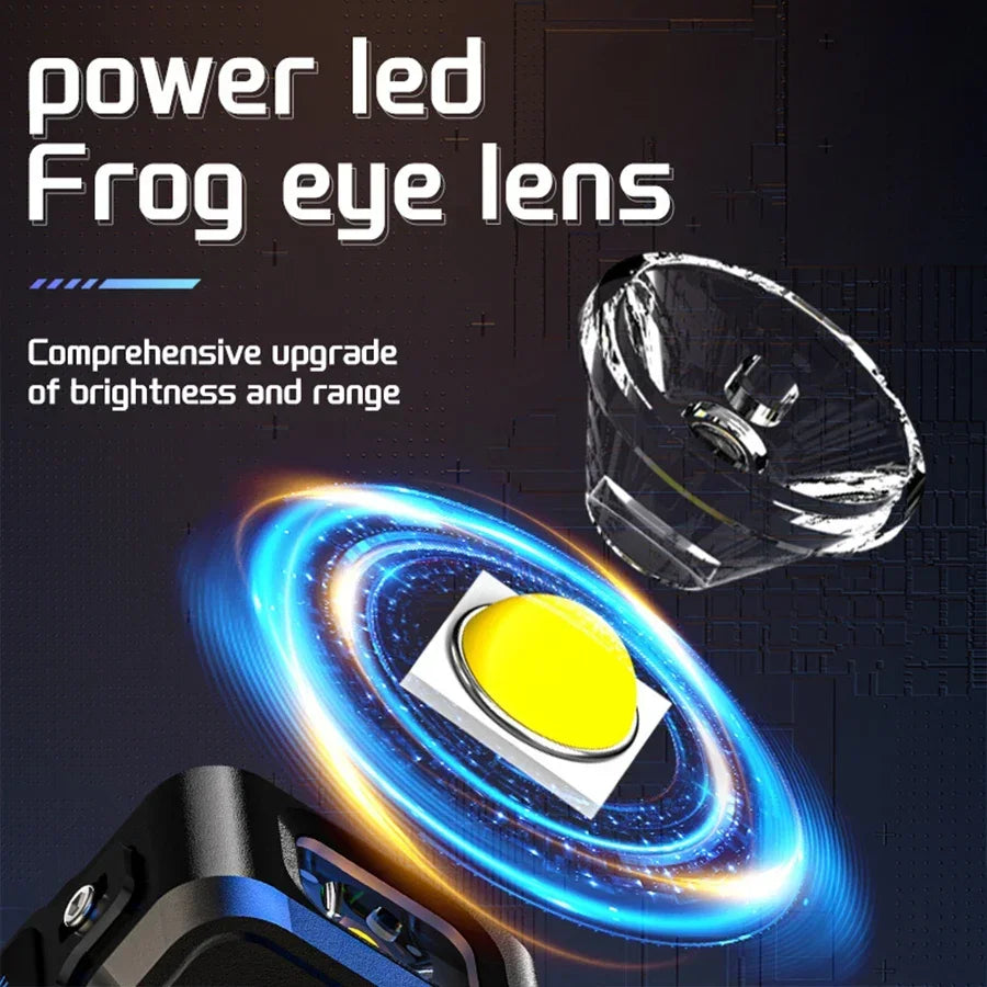 Portable LED Flashlights Rechargeable Work Light COB Magnetic Floodlight with Pen Clip Headlamp Outdoor Camping Fishing Torch