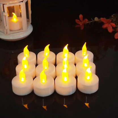 12 Pack Warm Yellow Flameless LED Tea Light Candles 200+ Hours Battery