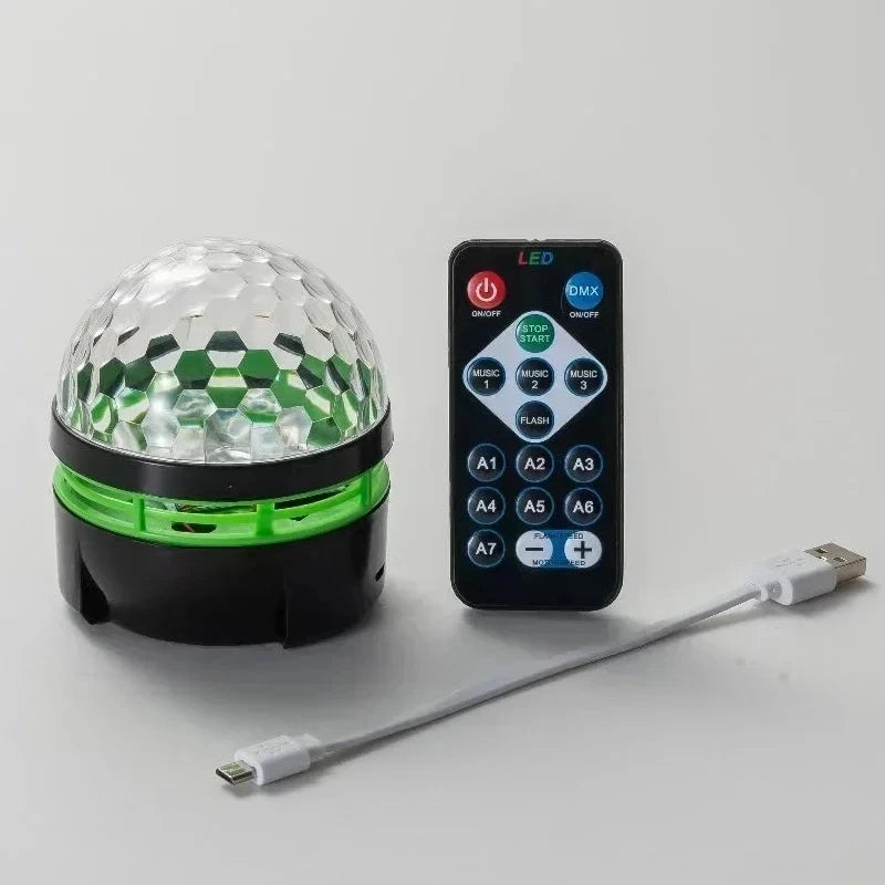 Sound Activated LED Disco Ball Light with Remote Remote Party Lamp