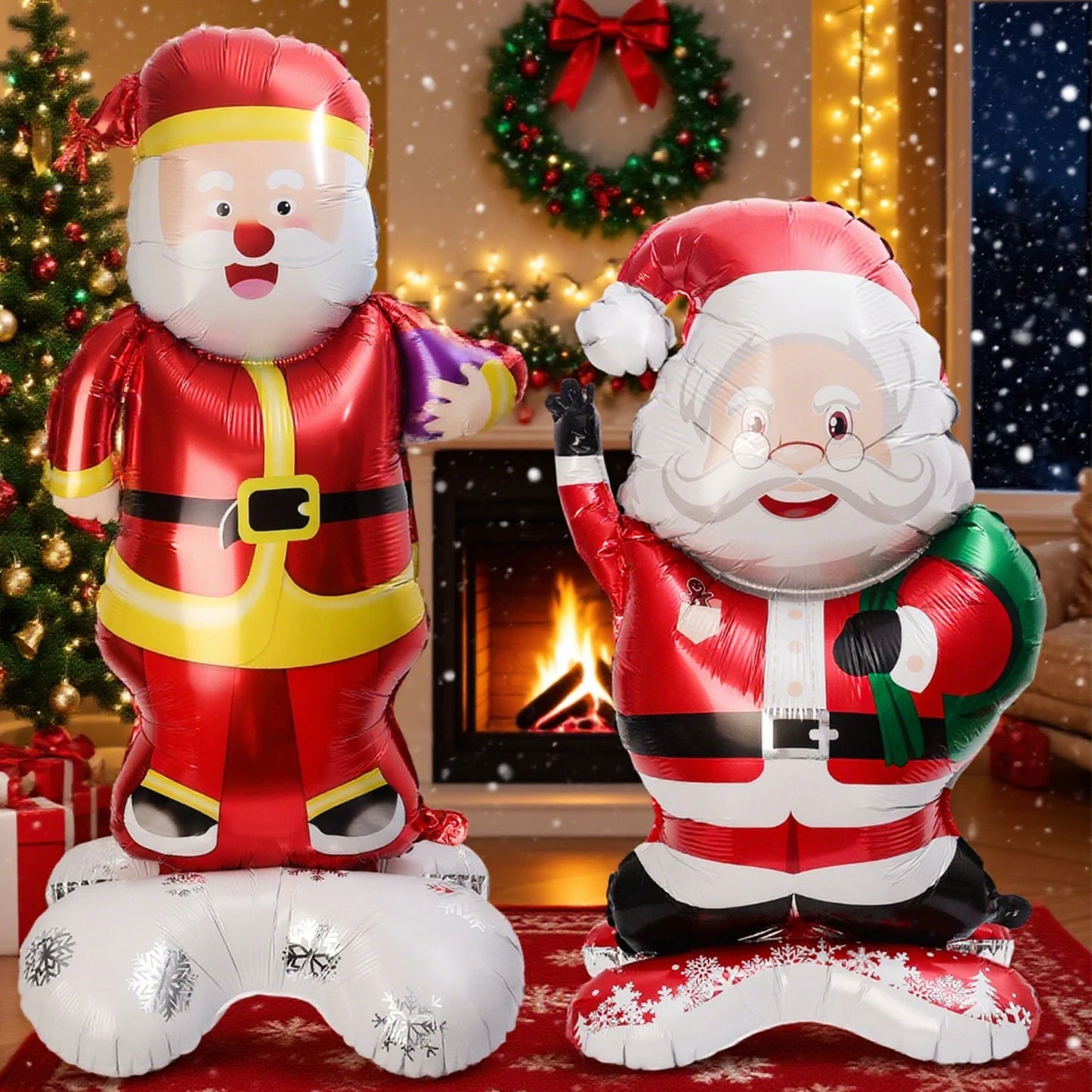 Christmas Foil Balloon, Giant Santa Claus and Gingerbread Man Decor, Aluminum Foil Balloon for Xmas Party, Air Globos Supplies