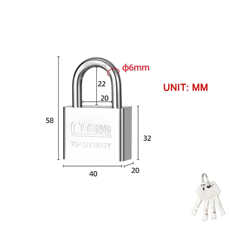 Stainless Steel Waterproof Padlock Same Key Open All Locks