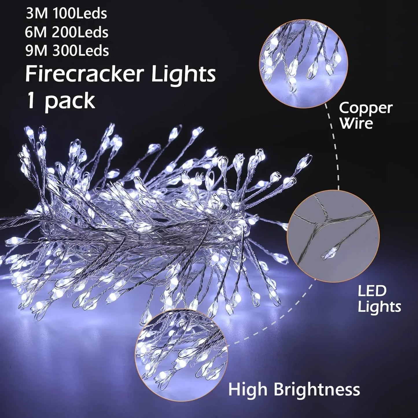 USB Powered 3/6M Remote Control Fairy Lights for Wedding Christmas Party Garden Decoration Firecracker String LED Lights