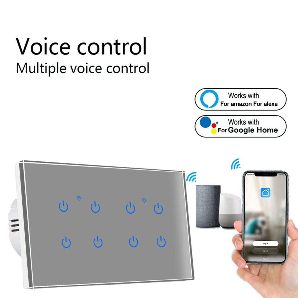Home Automation Smart Home Experience WiFi Touch Switch Voice Control Switch Smart Home 100-240Vac 50 60Hz Sleek Modern Design