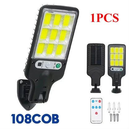 LED Solar Wall Light with Motion Sensor Remote Control Waterproof Lamp