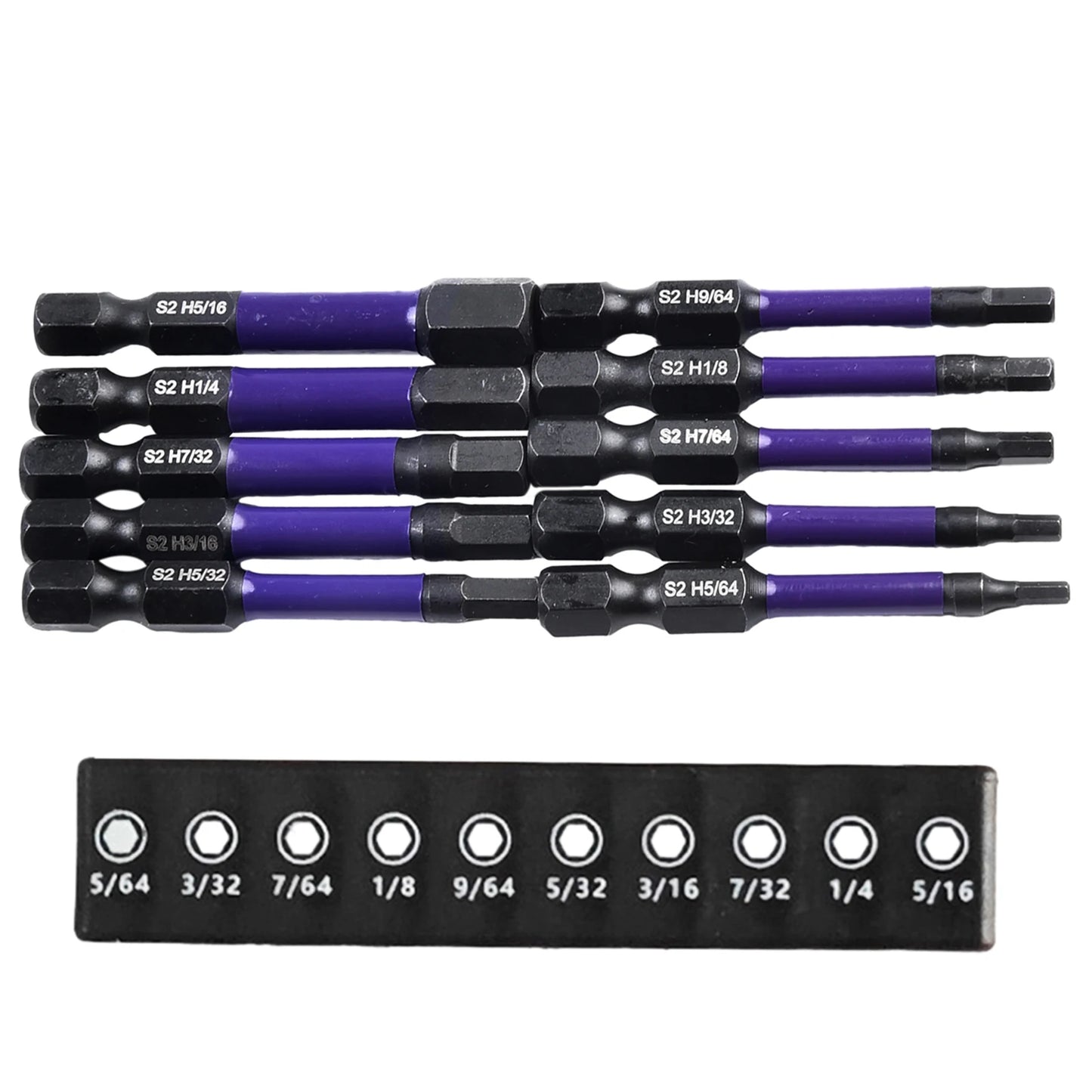 10Pcs Magnetic Hex Head Screwdriver Bit Set 1/4 Shank Screwdriver Bit Imperial 5/64 3/32 7/64  1/8 9/64 5/32 3/16 7/32 1/4 Power
