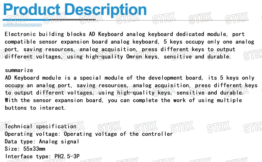 AD Keyboard Simulated Five-Key Analog Button Module for Arduino Sensor Expansion