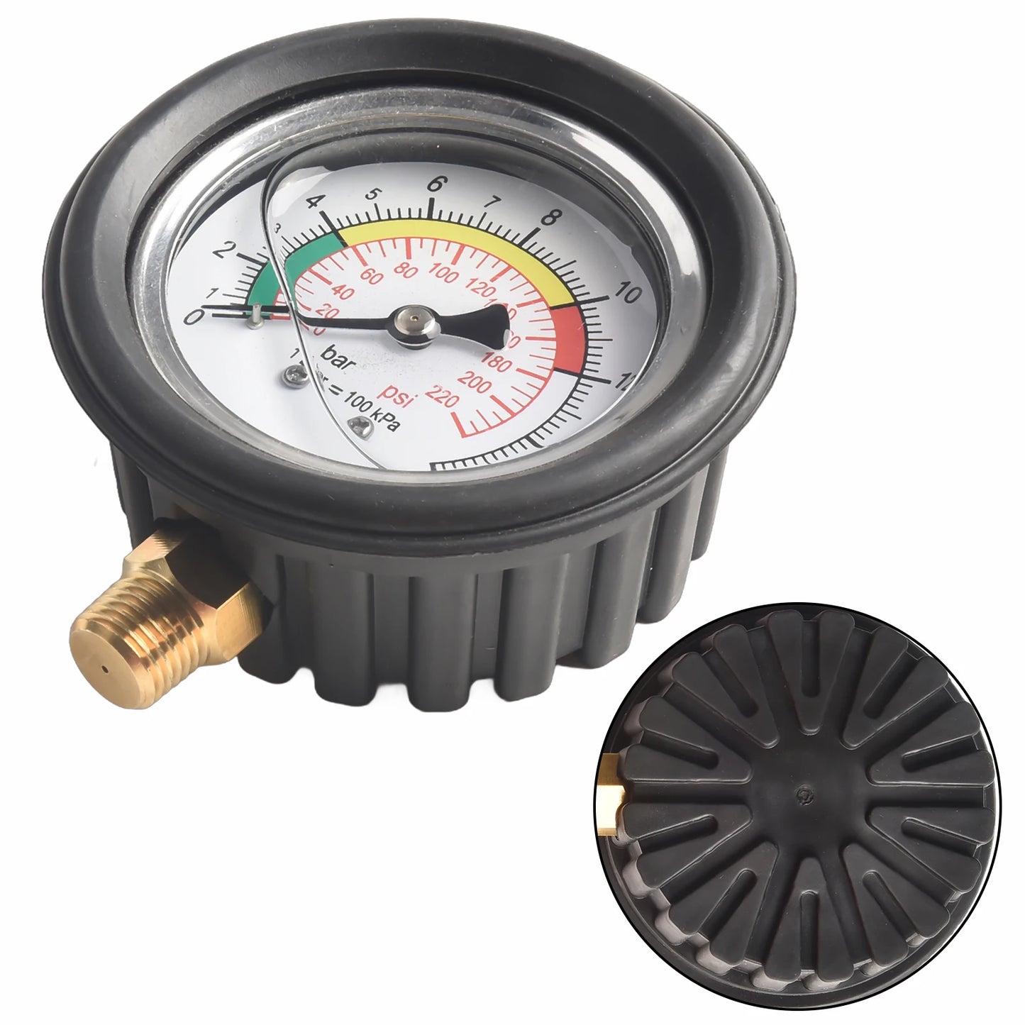 0–220psi Car Tire Air Pressure Gauge for Inflator Pump, Tire Repair Tool with 11mm & 13mm Thread Diameter