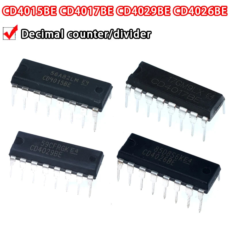 5PCS CD4015BE CD4017BE CD4019BE CD4020BE CD4021BE CD4026BE CD4029BE CD4040BE CD4060BE CD4094BE DIP-16 ICs