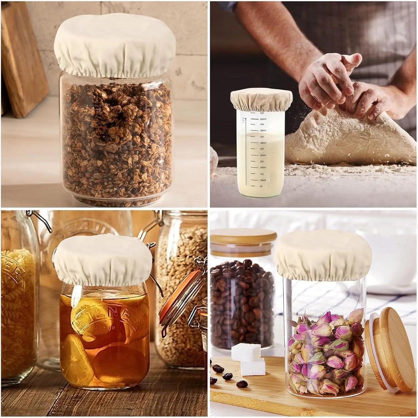 Elastic Cloth Jar Covers Reusable Sourdough Starter Bread Fermentation Proofing Covers
