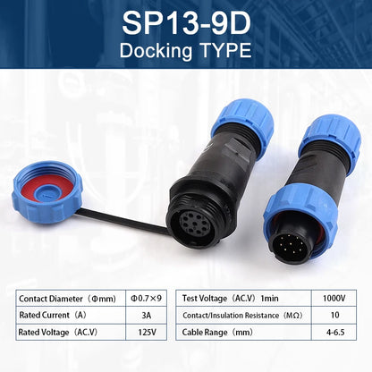 SP13 Aviation Waterproof Connector IP68 Docking Electrical Cable Wire Male Female Plug Socket Welding Type Industrial Connector