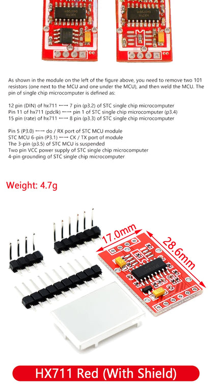 HX711 AD Module with 50Kg Body Load Cell Weighing Sensor and Measurement Tools