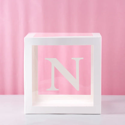 27/25cm Custom Transparent Letter Box A-Z Baby Shower Girl 1st Birthday Party Decoration Kids Wedding Birthday Balloon DIY Box