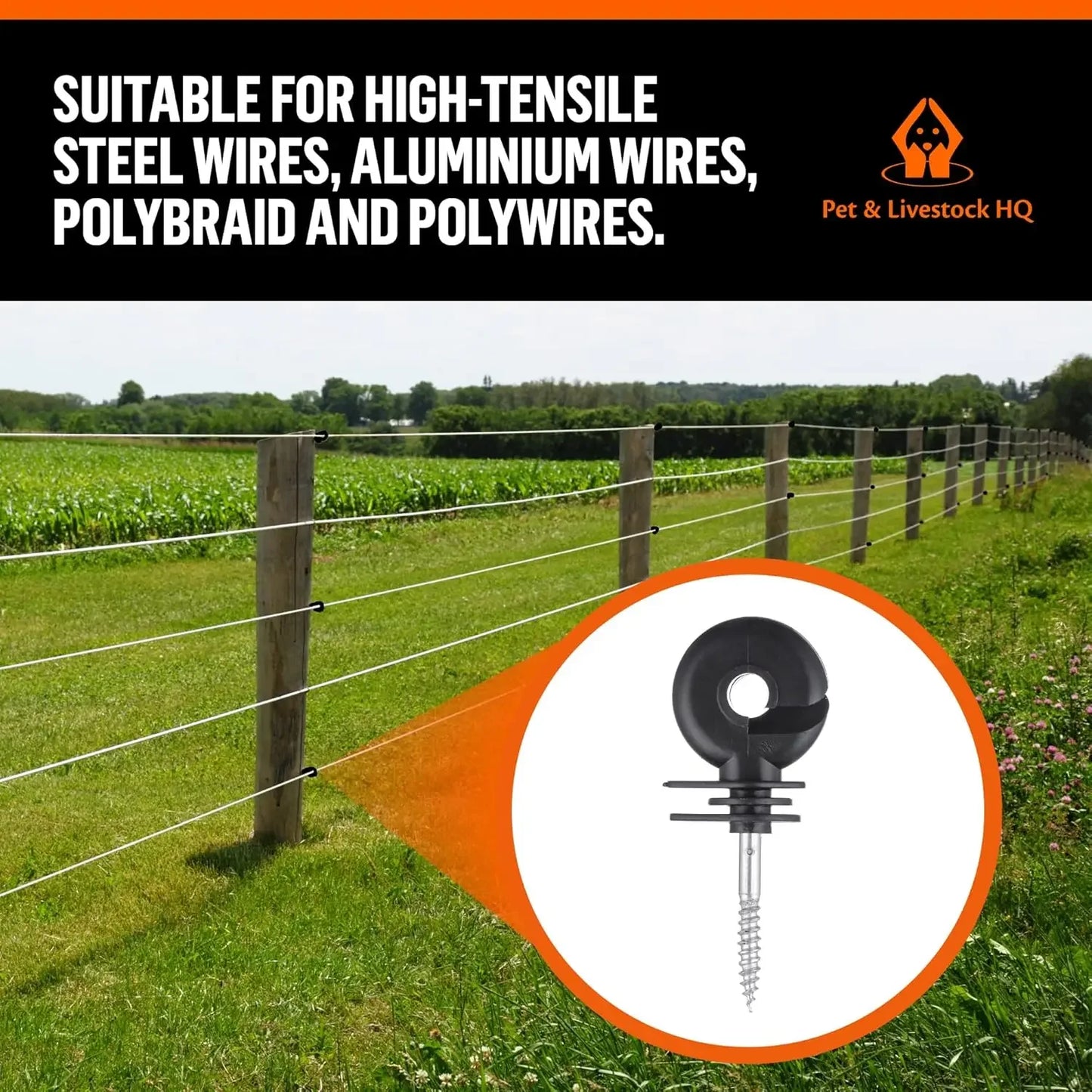 Electric Fence Insulators Self Tapping Wood Post Versatile Temperature Resistant Fence Post Insulator for Garden Farm