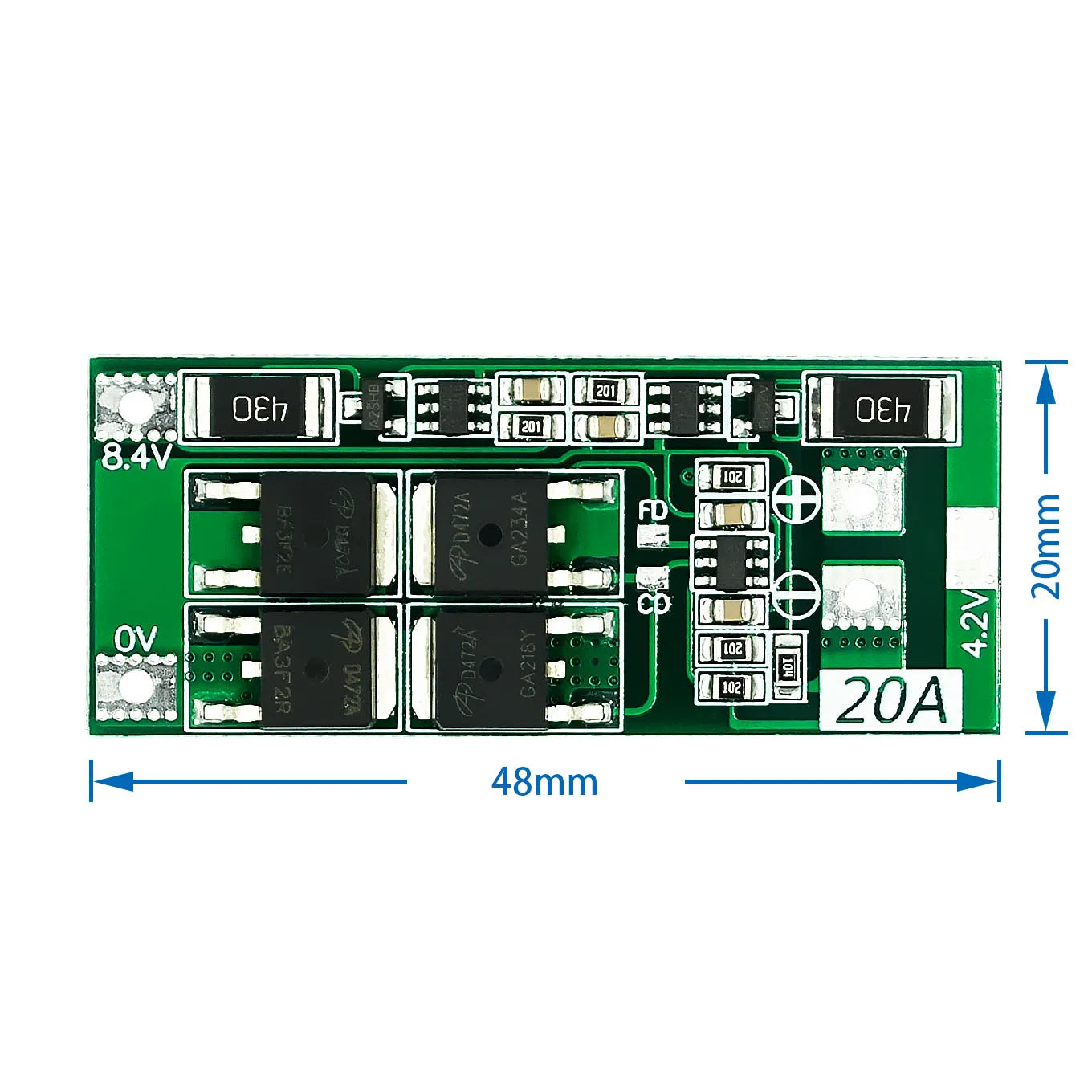 2S 7.4V/8.4V Li-ion Battery Protection Board – 20A Balanced BMS for 18650 Cells