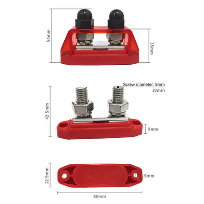 12V-48V Bus Bar M8 M10 DC Bus Bar Stainless Steel Studs Polycarbonate Plastic Cover Power Distribution For Yachts