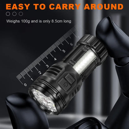 Outdoor Mini Flashlight 9 LED Strong Light Lantern Long Range Rechargeable Pocket Lamp Portable Camping Hiking Magnetic Light