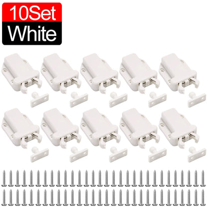 10/1Sets Non-Magnetic Touch Latch Cabinet Door Catch Push To Latch and Unlatch Furniture Cupboard Wardrobe Drawer Accessories